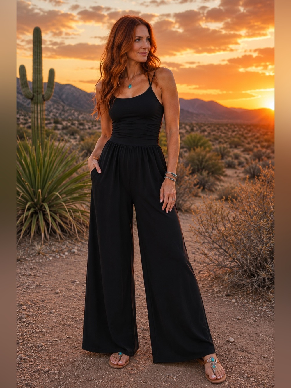 TFBreeze Black Wide Leg Jumpsuit Size Large NWT